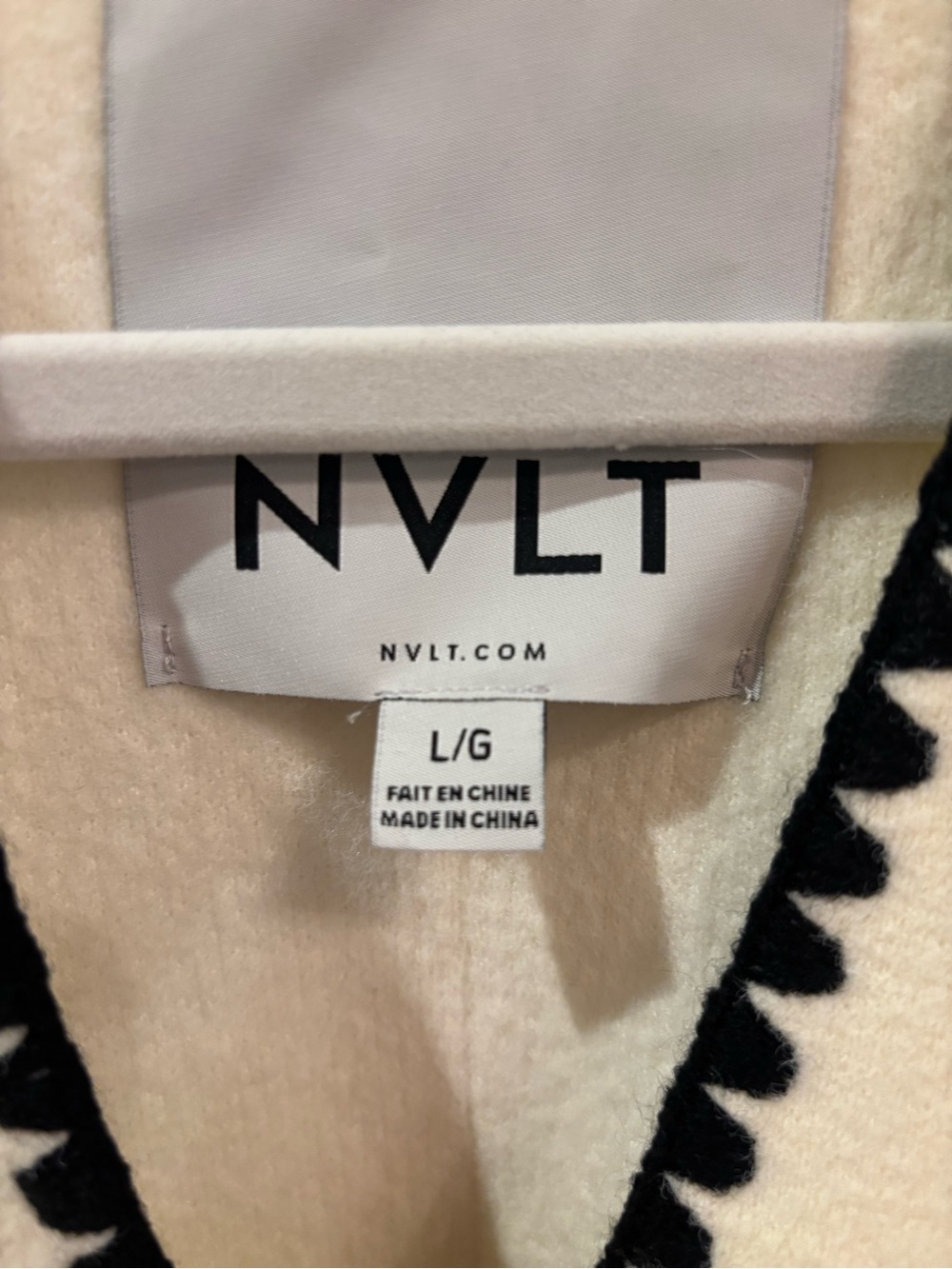 Anthropology Cream Cardigan with Black Trim and Tie Waist - Picture 4 of 5